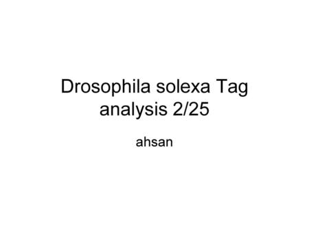 Drosophila solexa Tag analysis 2/25