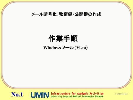 メール暗号化：秘密鍵・公開鍵の作成 　作業手順 Windows メール（Vista）.