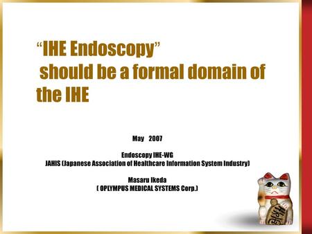 “IHE Endoscopy” should be a formal domain of the IHE