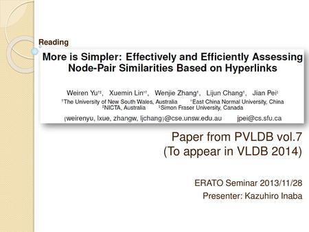 Paper from PVLDB vol.7 (To appear in VLDB 2014)