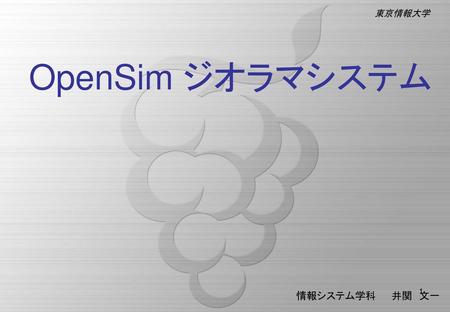 OpenSim ジオラマシステム 情報システム学科 　井関　文一.