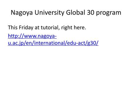 Nagoya University Global 30 program