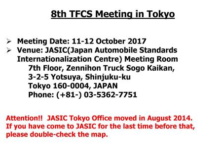 8th TFCS Meeting in Tokyo
