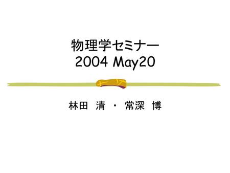 物理学セミナー 2004 May20 林田　清　・　常深　博.