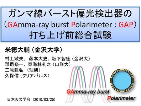 （GAmma-ray burst Polarimeter : GAP）