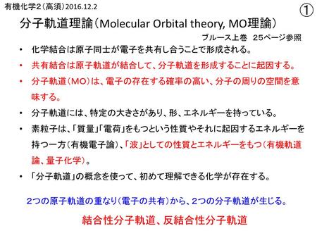 分子軌道理論（Molecular Orbital theory, MO理論）