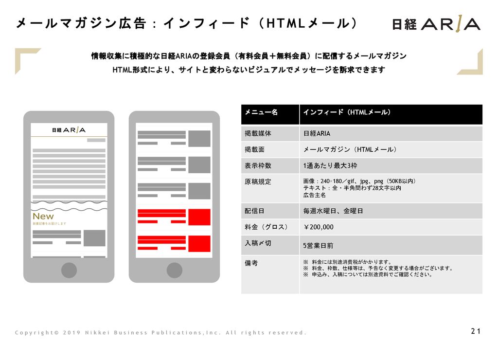 メールマガジン広告：インフィード（HTMLメール）