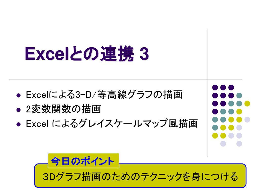 Excelによる3 D 等高線グラフの描画 2変数関数の描画 Excel によるグレイスケールマップ風描画 Ppt Download