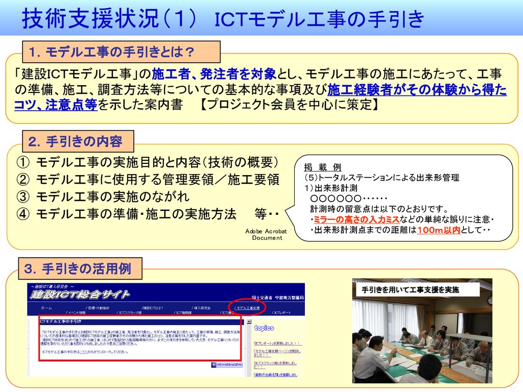 技術支援状況 １ ｉｃｔモデル工事の手引き Ppt Download