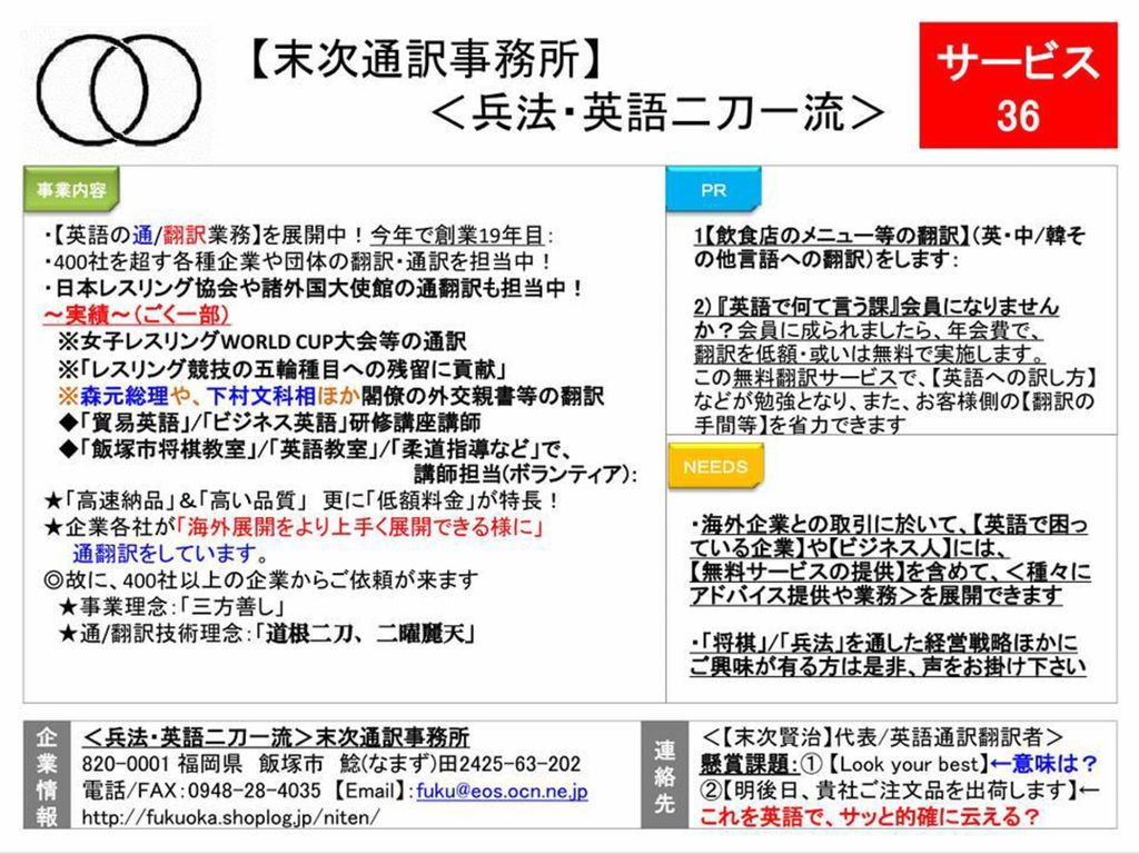 兵法 英語二刀一流 末次通訳事務所事業概要 Ppt Download