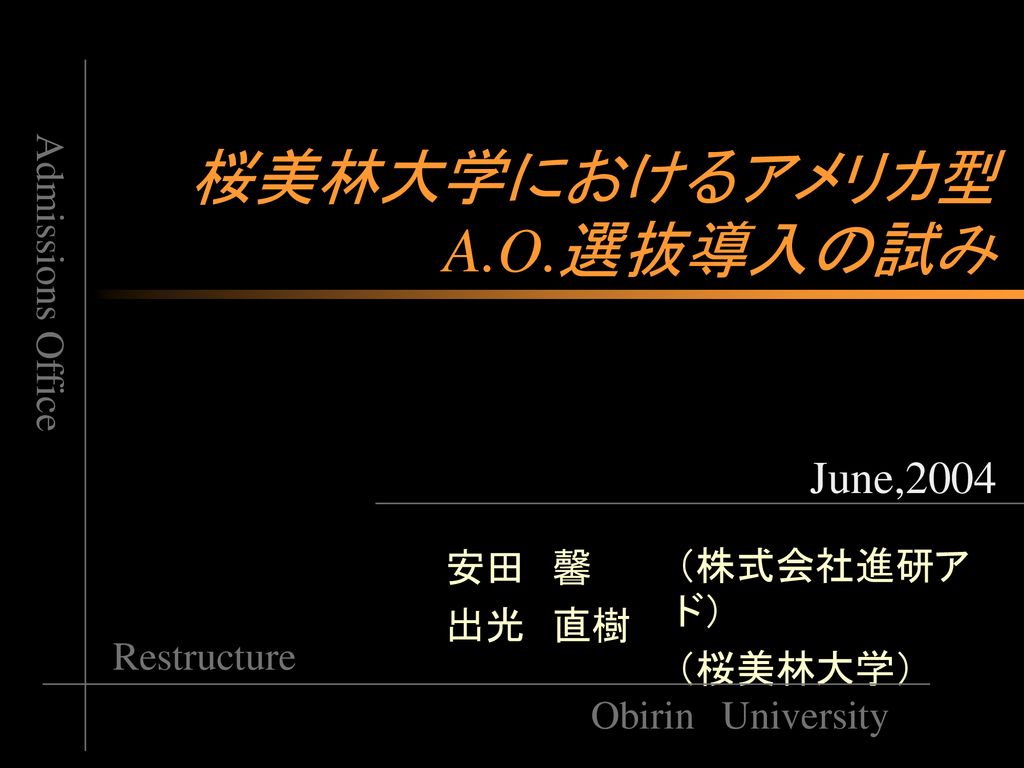 桜美林大学におけるアメリカ型a O 選抜導入の試み Ppt Download