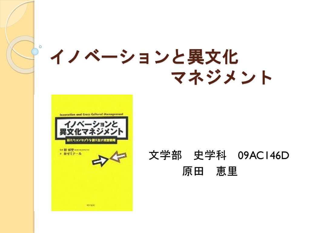 イノベーションと異文化 マネジメント 文学部 史学科 09ac146d 原田 恵里 Ppt Download