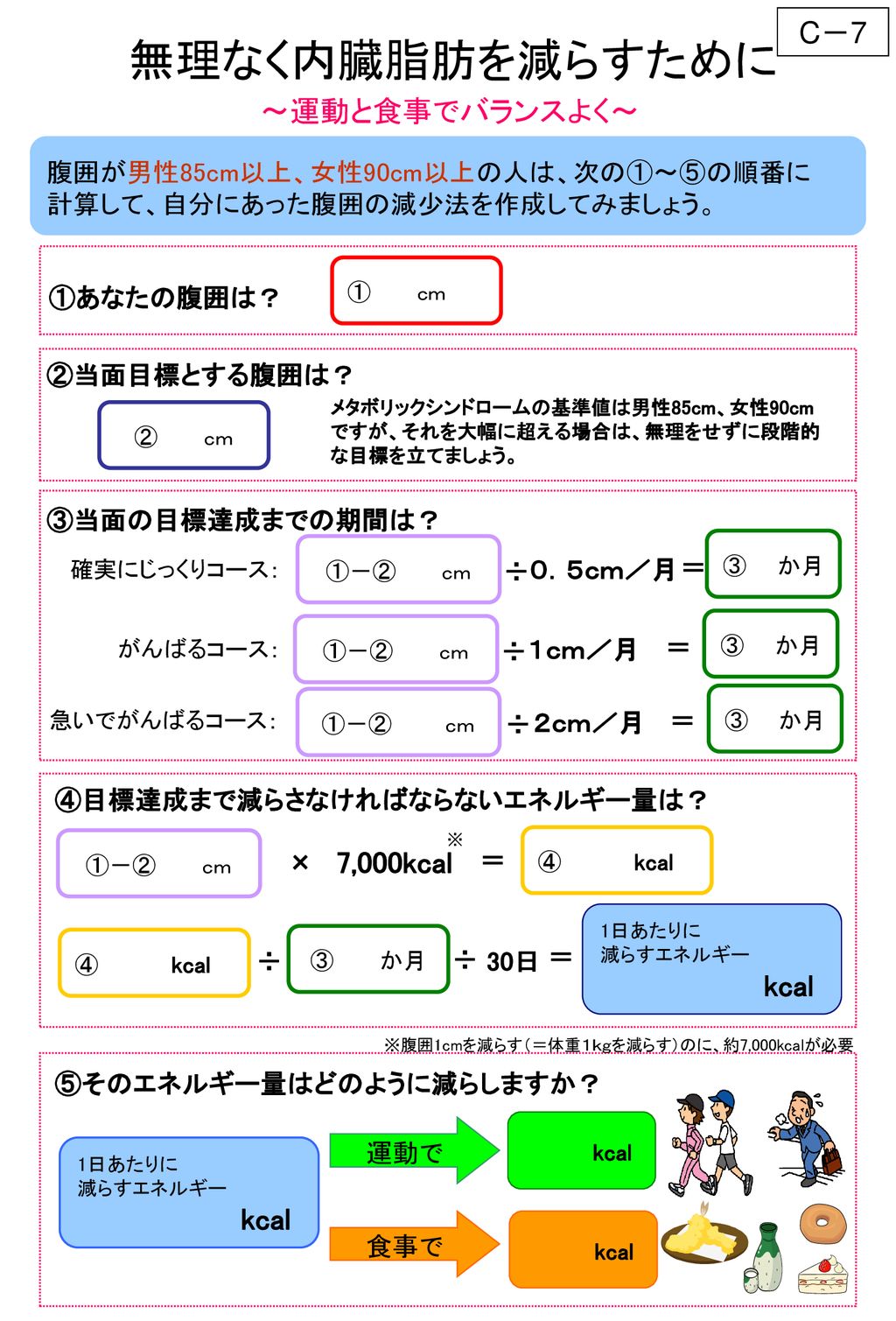 無理なく内臓脂肪を減らすために C 7 運動と食事でバランスよく 7 000kcal Kcal Kcal Ppt Download