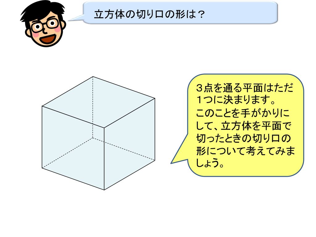 立方体の切り口の形は ３点を通る平面はただ１つに決まります Ppt Download