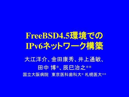 FreeBSD4.5環境での IPv6ネットワーク構築