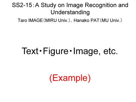 SS2-15：A Study on Image Recognition and Understanding