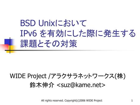 BSD Unixにおいて IPv6 を有効にした際に発生する課題とその対策