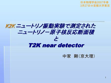 ニュートリノ振動実験で測定されたニュートリノ－原子核反応断面積 と T2K near detector