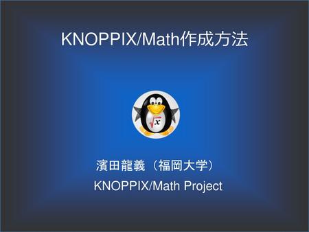 濱田龍義（福岡大学） KNOPPIX/Math Project