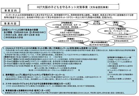H27大阪の子どもを守るネット対策事業（文科省委託事業）