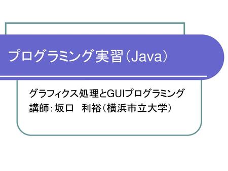 プログラミング実習(Java) グラフィクス処理とGUIプログラミング 講師：坂口 利裕（横浜市立大学）