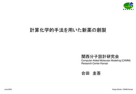 計算化学的手法を用いた新薬の創製 関西分子設計研究会 合田 圭吾