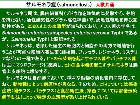 サルモネラ症（salmonellosis） 人獣共通