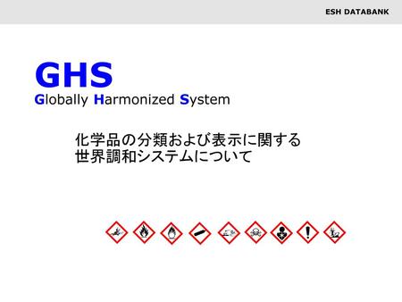 GHS Globally Harmonized System 化学品の分類および表示に関する 世界調和システムについて