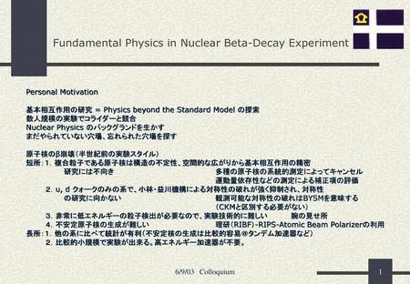 Fundamental Physics in Nuclear Beta-Decay Experiment