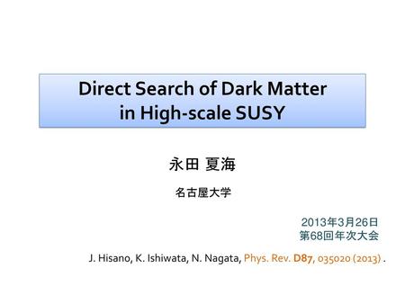 Direct Search of Dark Matter