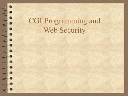 CGI Programming and Web Security