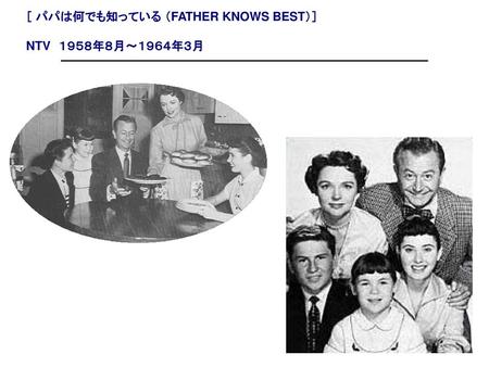 ［ パパは何でも知っている （FATHER KNOWS BEST）］  NTV　１９５８年８月～１９６４年３月
