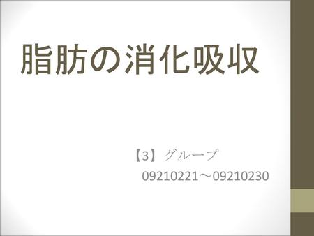 脂肪の消化吸収 【3】グループ 　09210221～09210230.