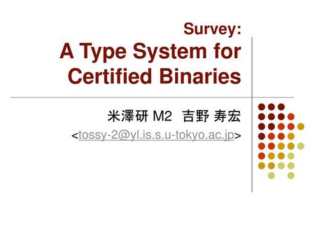 Survey: A Type System for Certified Binaries