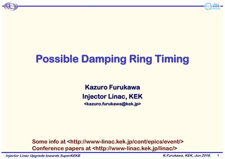 Possible Damping Ring Timing