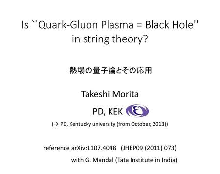 Is ``Quark-Gluon Plasma = Black Hole'' in string theory?