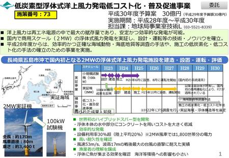 長崎県五島市沖で国内初となる2MWの浮体式洋上風力発電施設を建造・設置・運転・評価