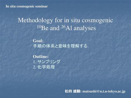 Methodology for in situ cosmogenic 10Be and 26Al analyses