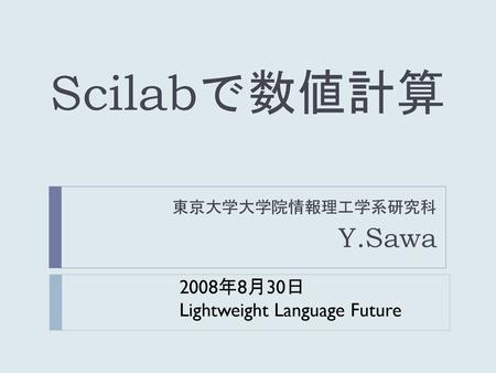 東京大学大学院情報理工学系研究科 Y.Sawa