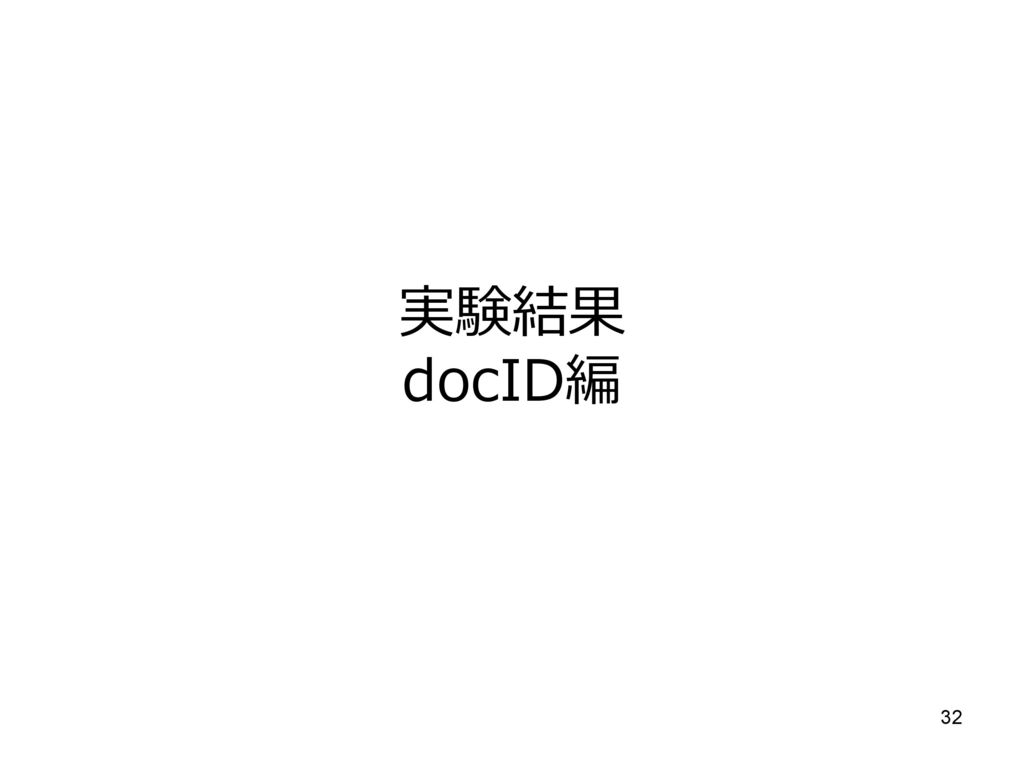 DocIDの差分値の分布 差分値をバイナリ表現した際のビット長の分布