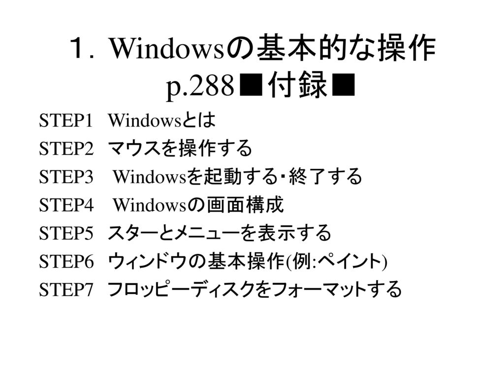 １．Windowsの基本的な操作 p.288■付録■