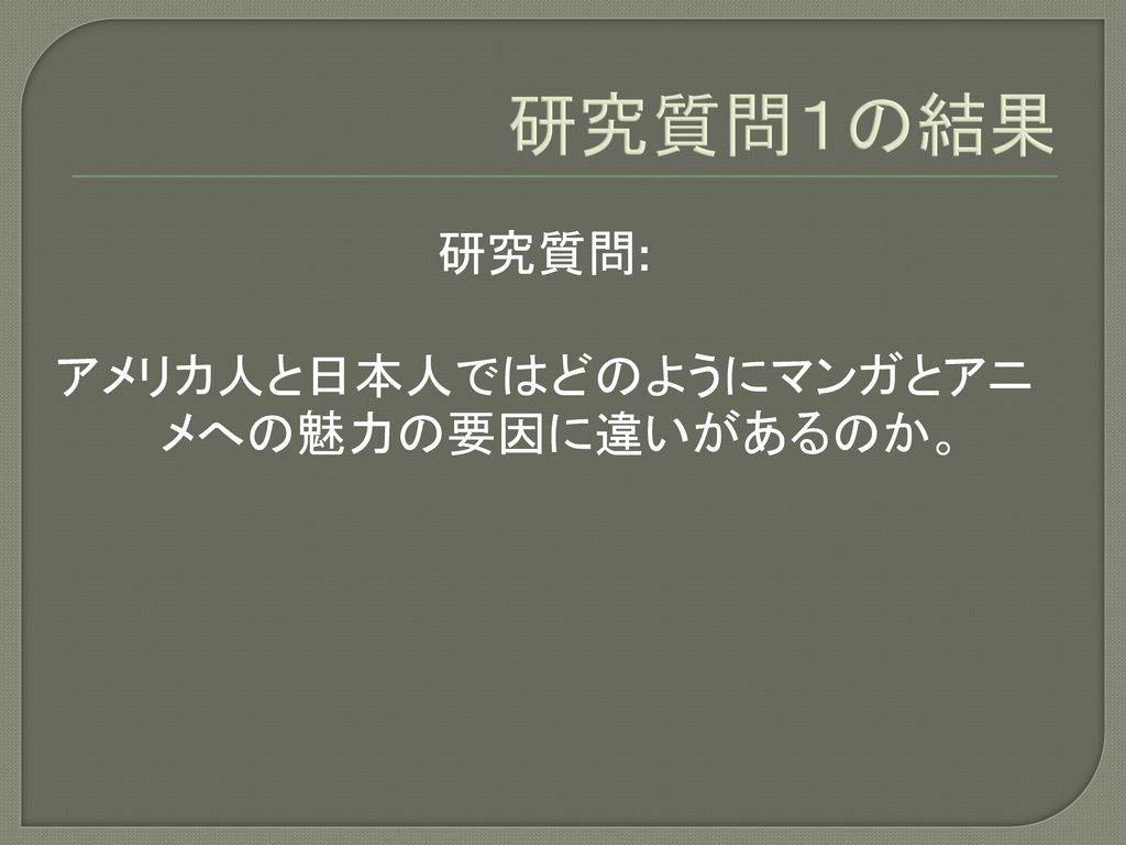 マンガとアニメに反映する文化についての比較調査 アメリカと日本の大学生の見解 Ppt Download