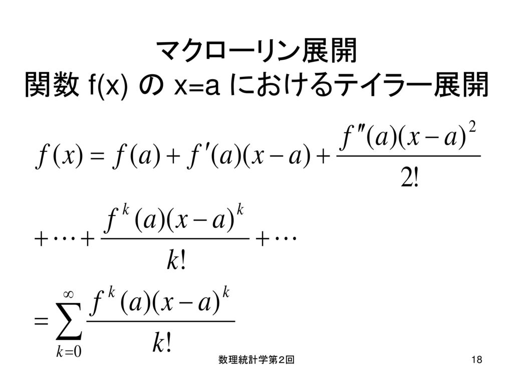 マクローリン展開 関数 f(x) の x=a におけるテイラー展開