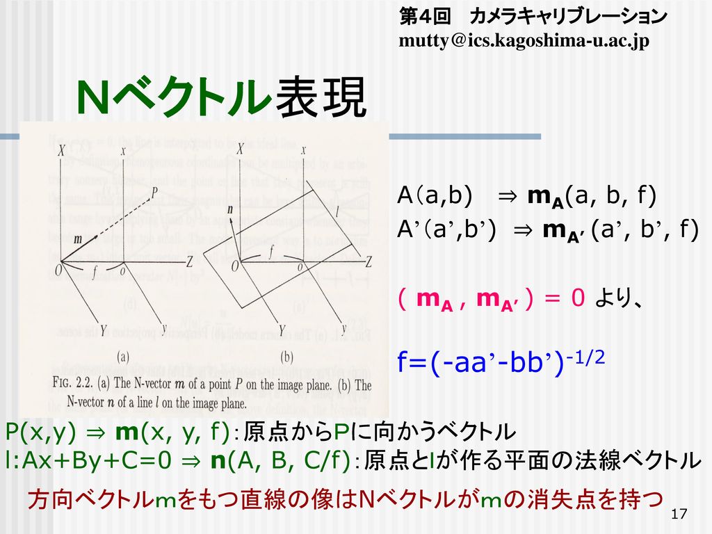 Ｎベクトル表現 f=(-aa’-bb’)-1/2 A（a,b) ⇒ mA(a, b, f)
