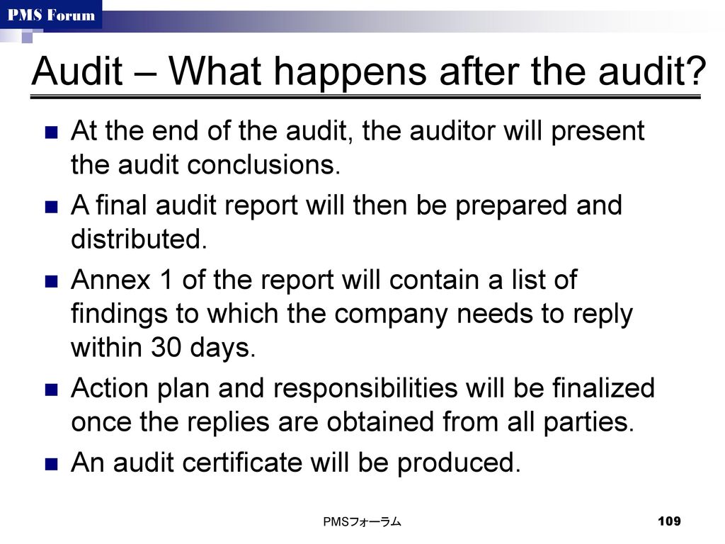 Audit – What happens after the audit