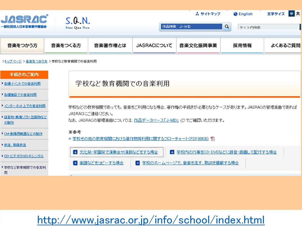 日本音楽著作権協会「JASRAC（ジャスラック）」のページです。
