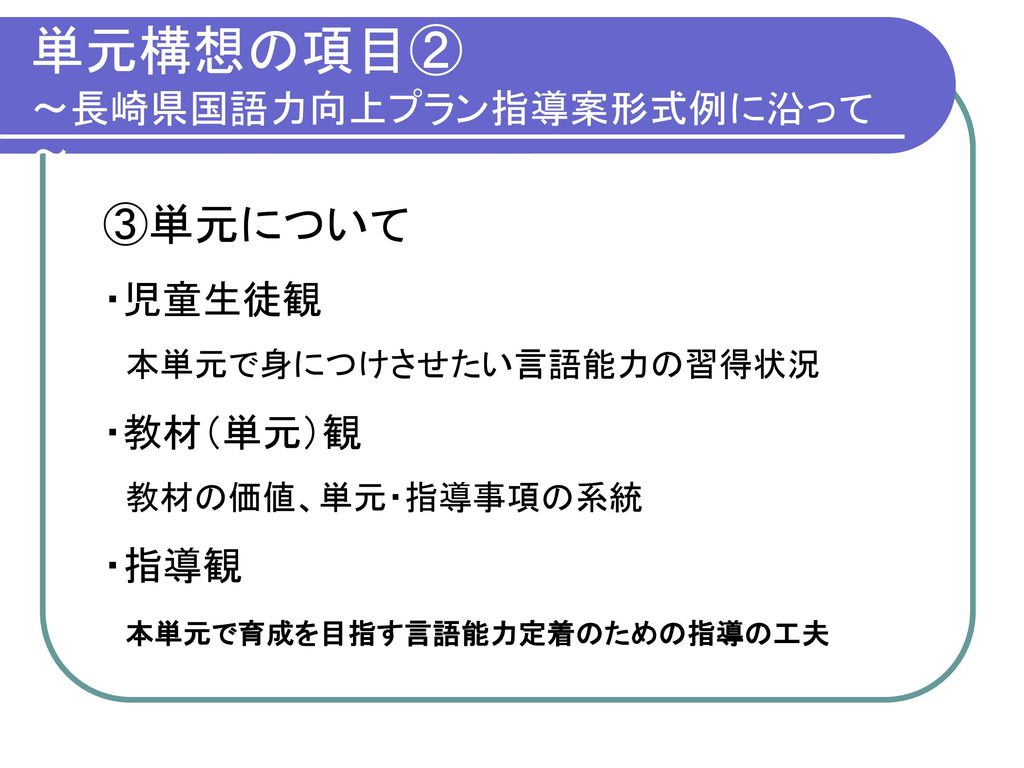 単元構想の項目② ～長崎県国語力向上プラン指導案形式例に沿って～