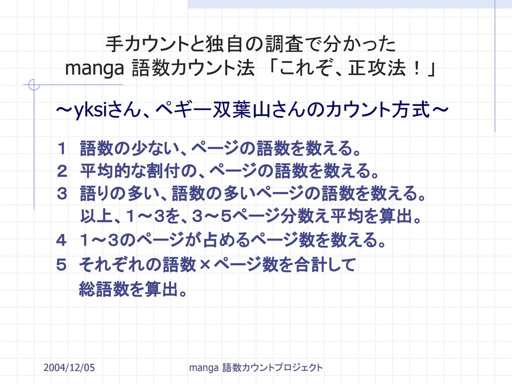 手カウントと独自の調査で分かった manga 語数カウント法 「これぞ、正攻法！」