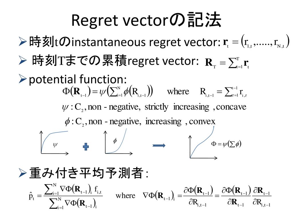 Regret vectorの記法 時刻tのinstantaneous regret vector: