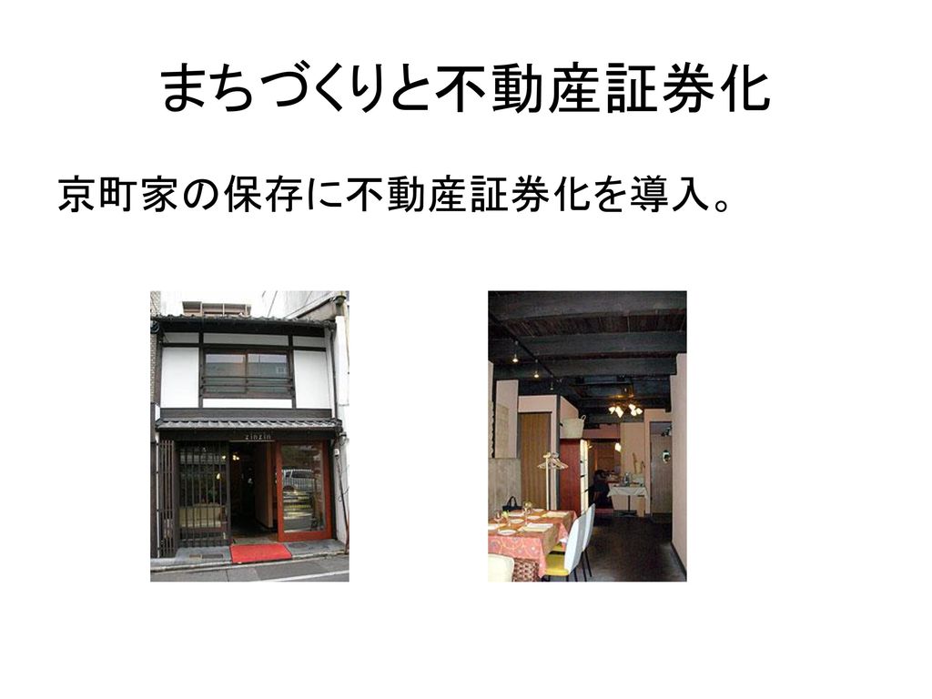 まちづくりと不動産証券化 京町家の保存に不動産証券化を導入。